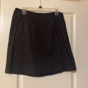 Loft Black Lace Knee Length Skirt Size 8